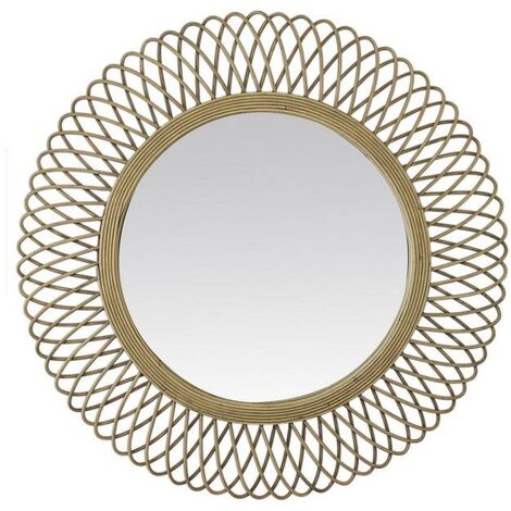 Miroir rond en rotin naturel 82x82cm
