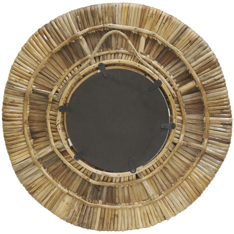 Miroir rond en rotin naturel
