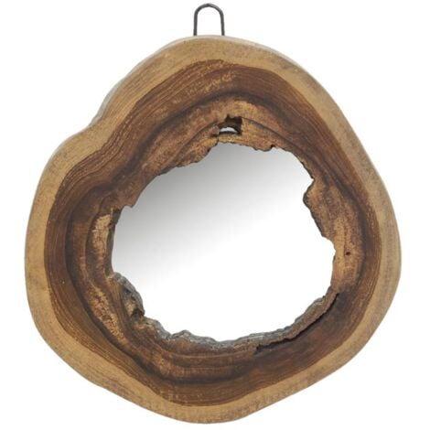 MOBILIBRICO Miroir rond en teck naturel
