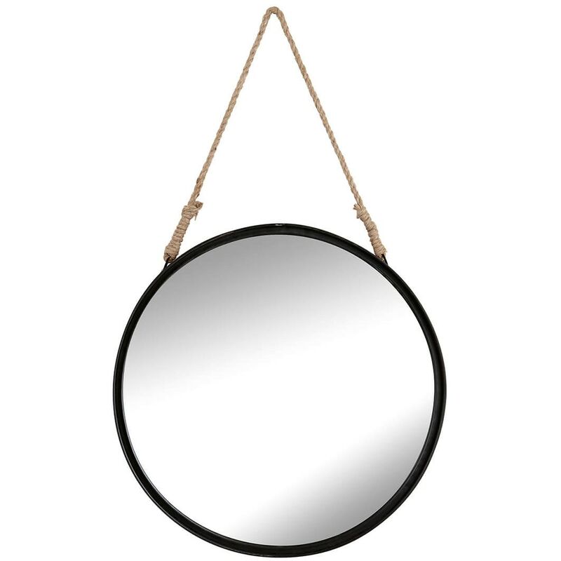 brio - miroir rond hublot industriel 50 cm noir