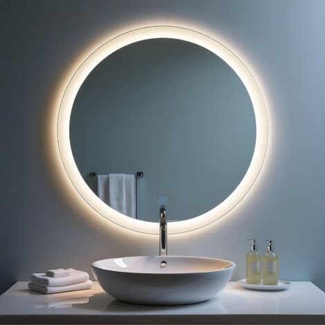 Miroir rond LED pour salle de bain – Éclairage intégré anti-buée – 100x100 cm – Durabilité optimale en milieu humide