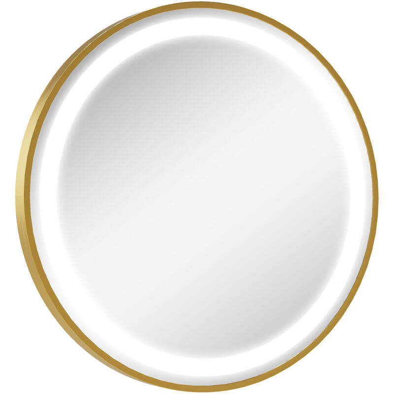 Miroir rond led tactile réglable salle de bain dia. 60 cm alu doré