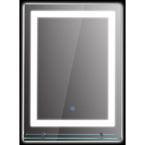 Miroir rond lumineux LED de salle de bain Ø 80 cm mural avec éclairage 3 couleurs interrupteur tactile 46W blanc argent
