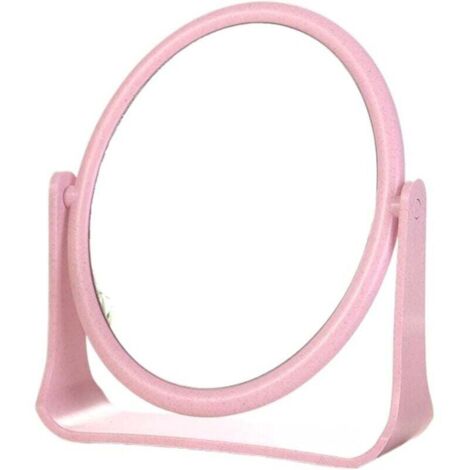 Miroir rond, miroir de courtoisie, bureau, miroir de courtoisie double face (rose)