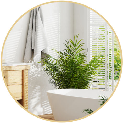 Miroir rond miroir salle de bain cadre en métal facile à installer, pour chambre, salon, entrée, Ø 70 x 2,5 cm or
