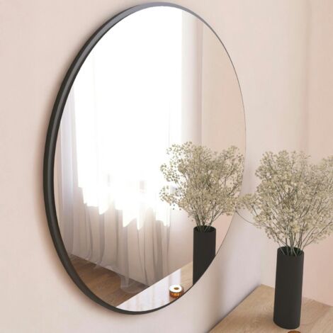 Miroir rond moderne avec fin cadre noirØ60 cm CODY