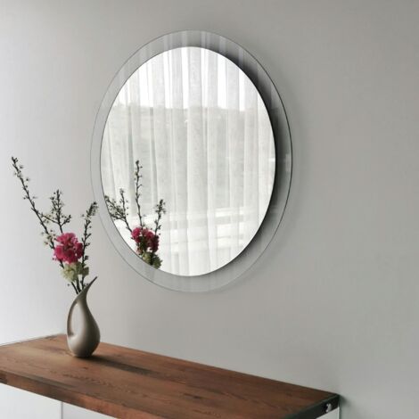 Miroir rond moderne cadre verre transparent Ø65 cm CODY