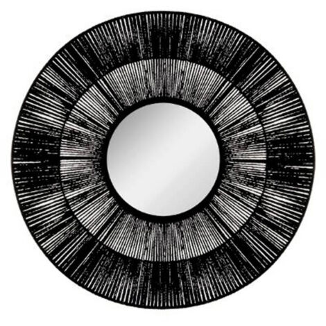 Miroir Rond Motif Ethnique "Landy" 76cm Noir