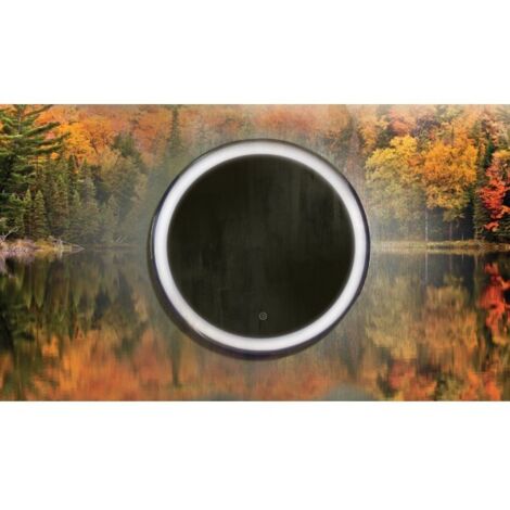 Miroir rond mural 55x55 cm avec lumière LED et détecteur tactile
