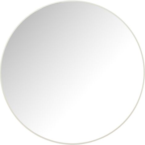 Miroir rond mural blanc design en verre et métal élégant - Blanc pur élégant