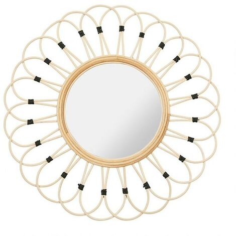 Miroir rond rotin Marguerite naturel D50