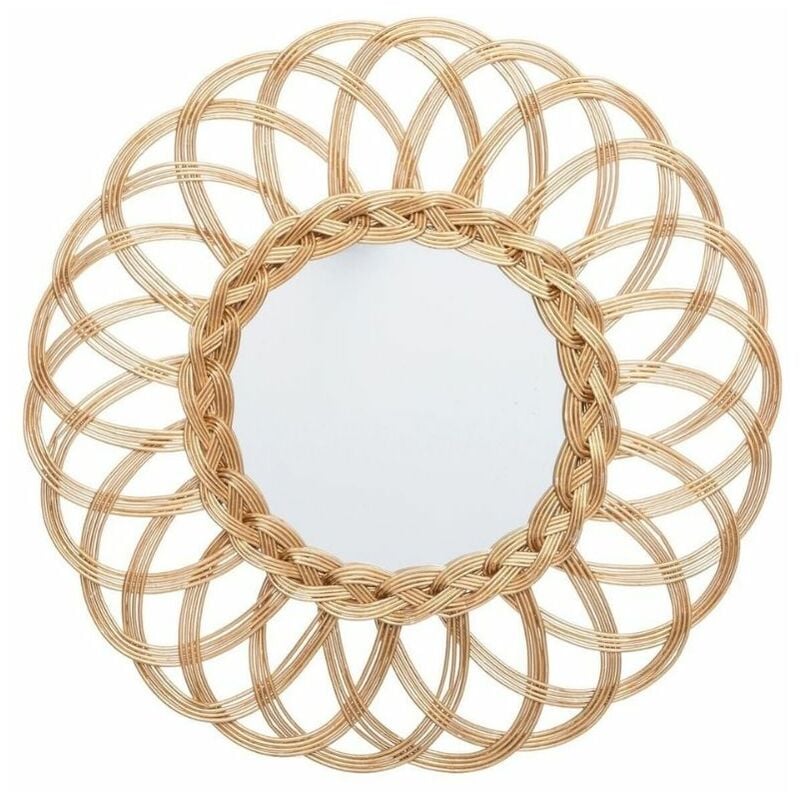 Miroir Rond Rotin Rosace 50 cm Silumen