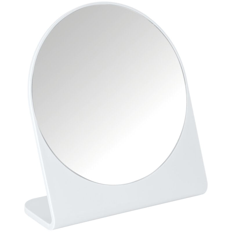Miroir rond Salle de bain Marcon, Petit Miroir sur pied à poser, Plastique, Ø17 cm, blanc - Wenko