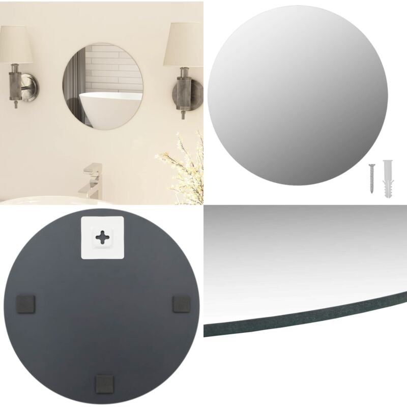Vidaxl - Miroir rond sans cadre 30 cm Verre - Miroir Mural - Miroir Rond - Miroir Sans Cadre - Décoration Murale - Miroir Argent - Home & Living