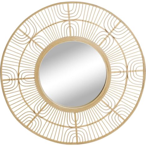miroir rond scandi bambou naturel design épuré pour salon moderne - bambou naturel clair