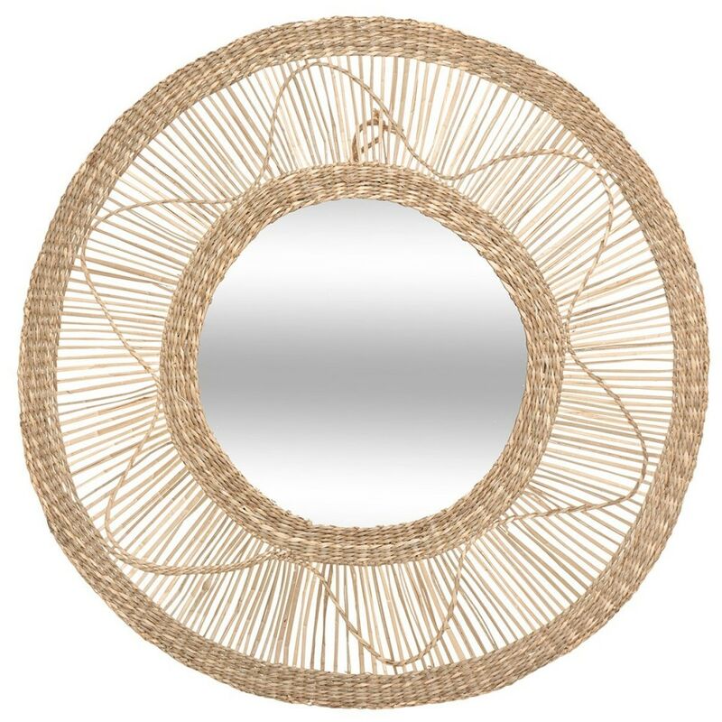 Atmosphera - Miroir rond seagrass Fleur D58