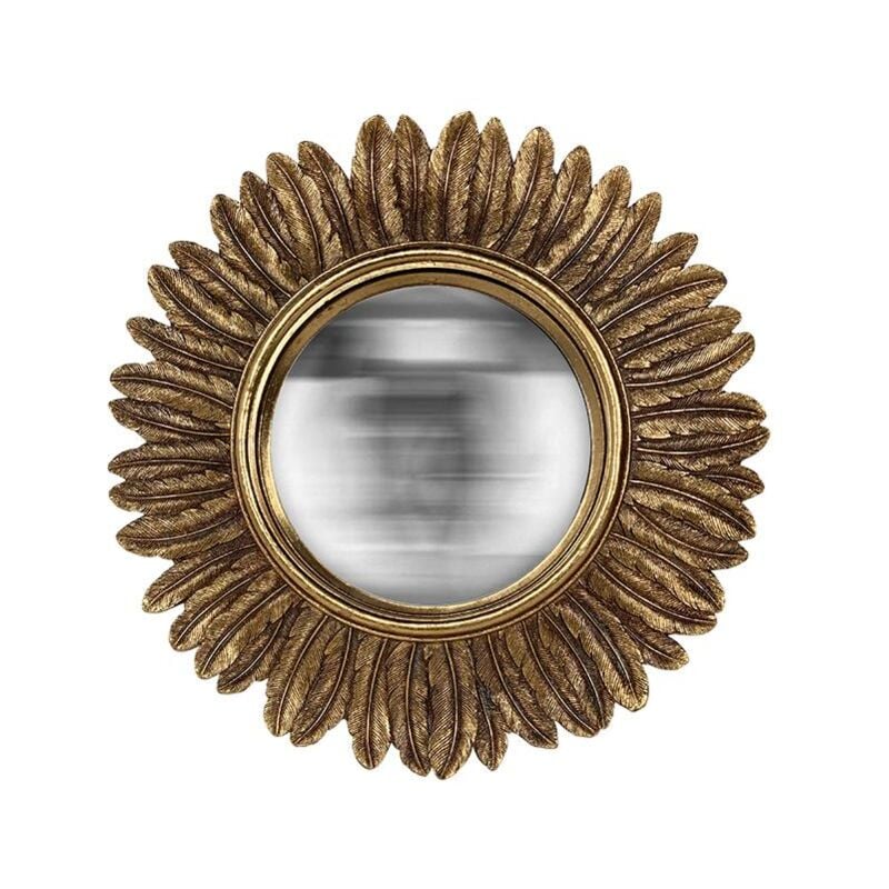 Emde - Miroir rond soleil convexe contours plumes 33 cm