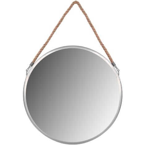 MIROIR ROND SUR CORDE 40CM SILVER KLMH-0410S-1