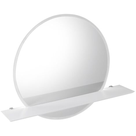 Miroir rond VISO avec éclairage LED et étagère, ø 60cm, blanc mat