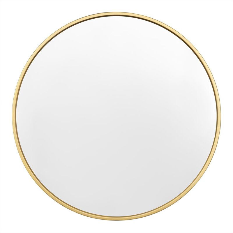 Woltu - Miroir Rond avec Cadre en Métal Doré, Miroir Mural Décoratif, Verre Clair avec Panneau Arrière en mdf, φ80 cm