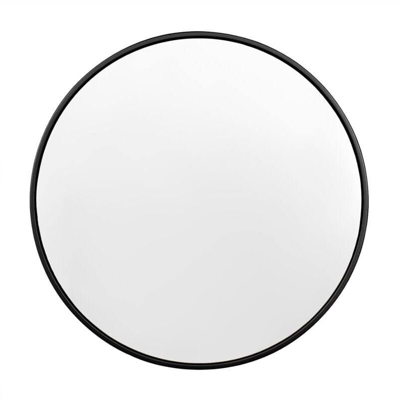 Woltu - Miroir Rond avec Cadre en Métal Noir, Miroir Mural Décoratif, Verre Clair avec Panneau Arrière en mdf, φ70 cm