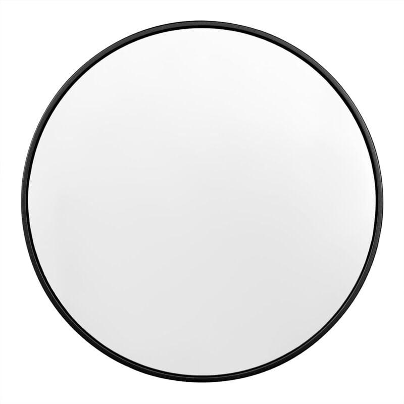 Woltu - Miroir Rond avec Cadre en Métal Noir, Miroir Mural Décoratif, Verre Clair avec Panneau Arrière en mdf, φ80 cm