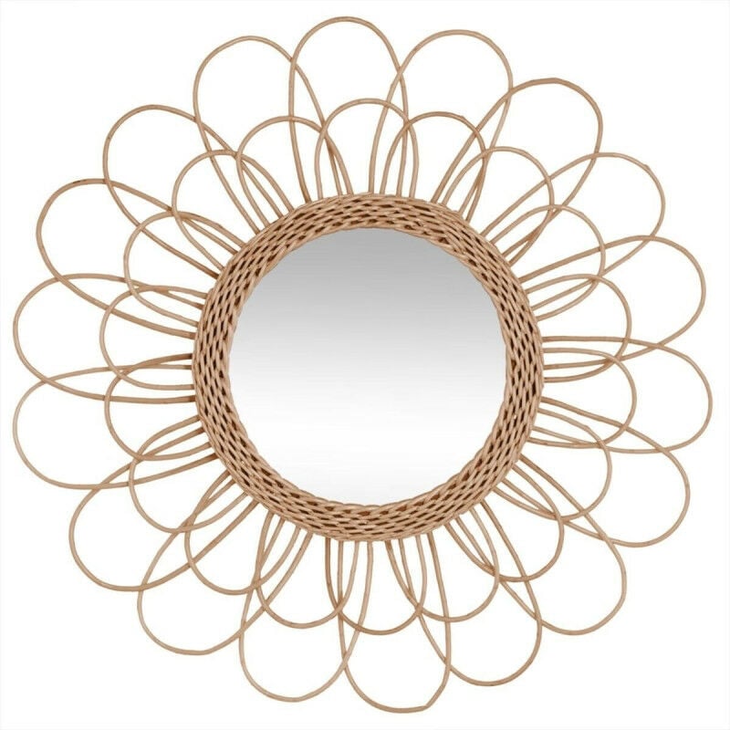Atmosphera - Miroir rotin fleur D56 Naturel - Naturel
