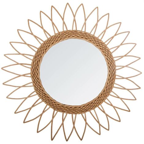 Miroir rotin soleil pointu D50 - Atmosphera createur d'interieur - Beige