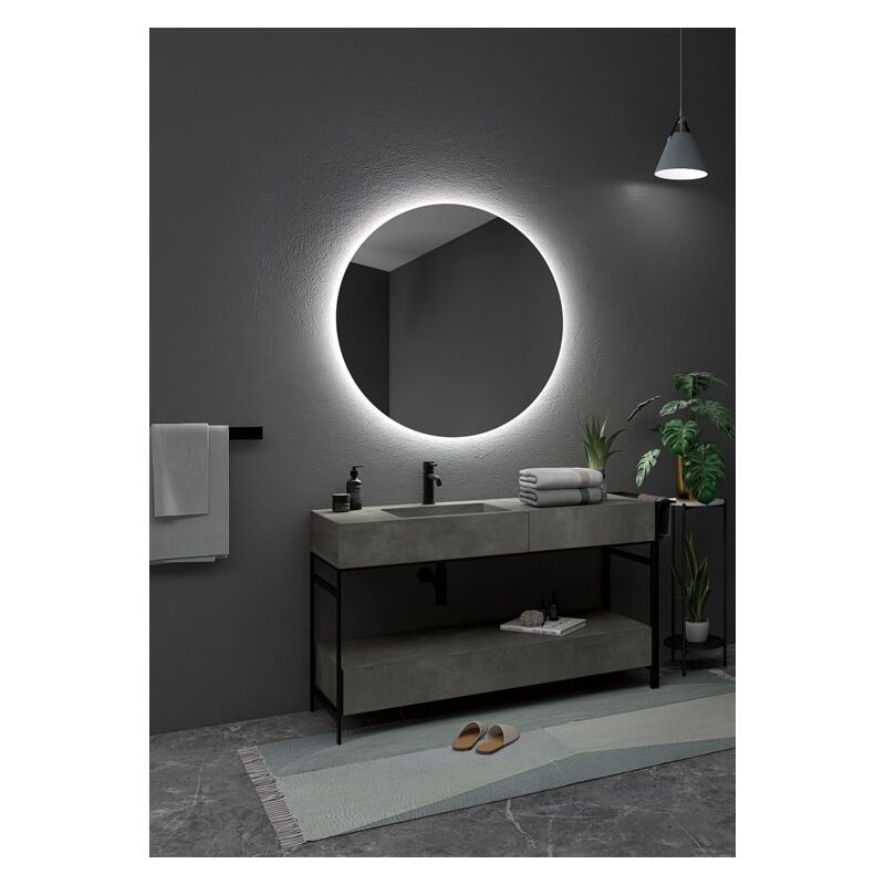 Miroirs avec lumière led pour salle de bain, Miroir rond, rétroéclairé, lumière froide, Miroir pour chambre, dressing - Mesure - ø 80 cm - OPOR001/80