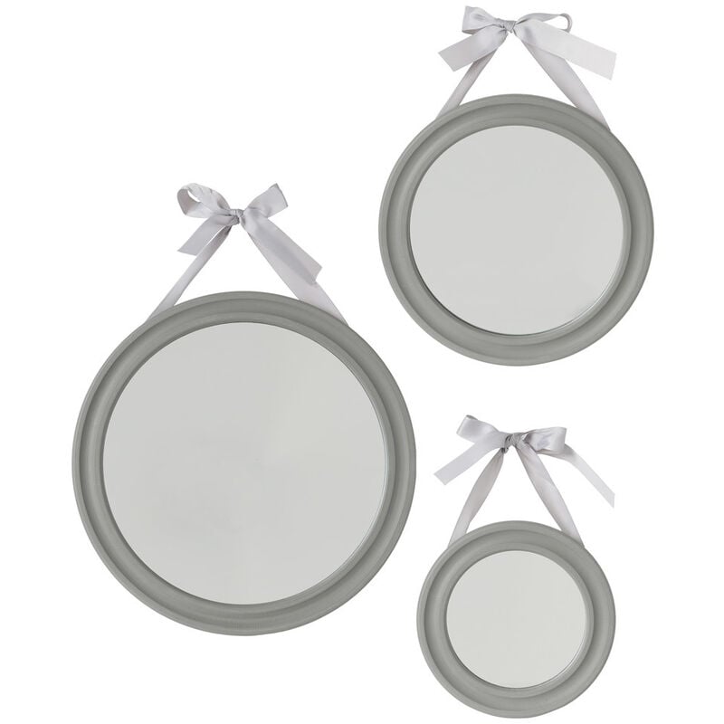 Atmosphera - Set de 3 Miroir mural décoratif avec ruban Gris