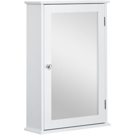 Miroir salle bain rangement porte magnétique placard miroir étagère réglable, blanc