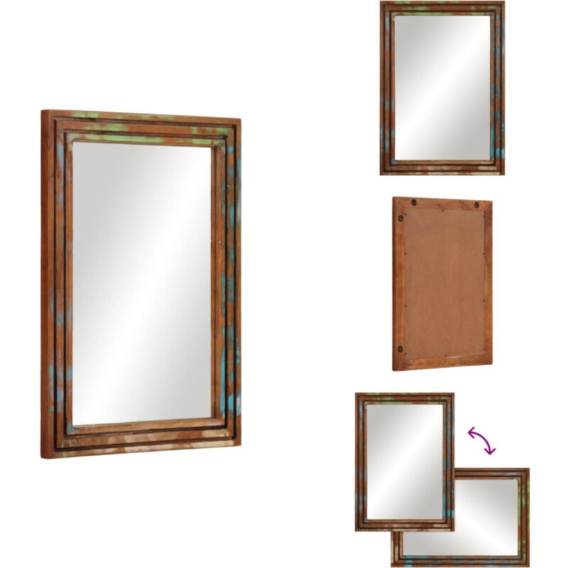 Miroir salle de bain 50x70 cm bois massif d'acacia et verre - Miroir De Salle De Bain - Miroirs De Salle De Bain - Miroir - Miroir Mural