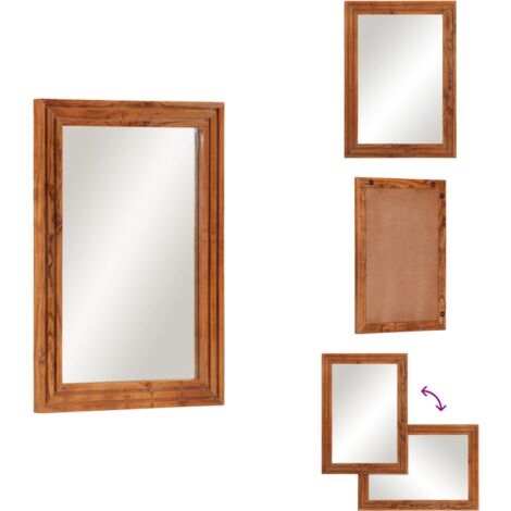 Miroir salle de bain 50x70 cm bois massif d'acacia et verre - Miroir De Salle De Bain - Miroirs De Salle De Bain - Miroir - Miroir Mural