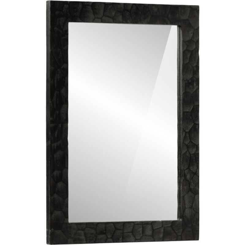 Miroir de bain noir 50x70x2,5 cm bois manguier massif et verre Vidaxl