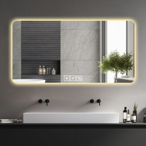 Miroir salle de bain 60x100 cm - LED 3 couleurs, anti-buée - résistant à la corrosion