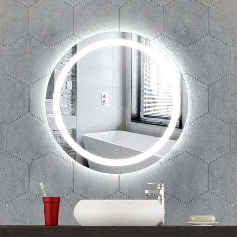 Miroir Salle de Bain avec Éclairage Circum 20W Miroir Mural Rond LED Lumineux Moderne Blanc Froid 6400K+/-300k