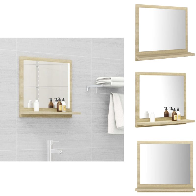 Miroir salle de bain chêne sonoma 40x10,5x37cm Bois ingénierie - Miroir Salle De Bain - Miroir Moderne - Meuble Salle De Bain - Étagère Murale
