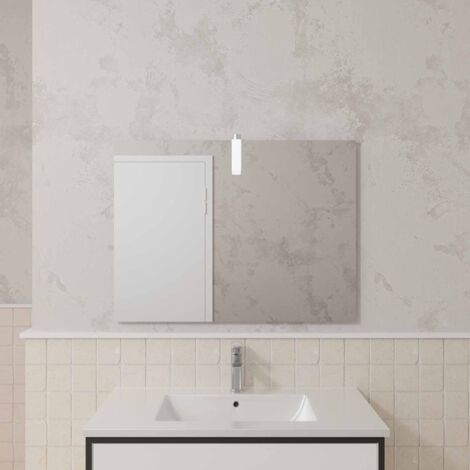 Aurlane – Miroir salle de bain 80x60cm – Applique LED 3,5W – Indice de protection IP44 – Rendu lumineux 4100K – Fixation orientable