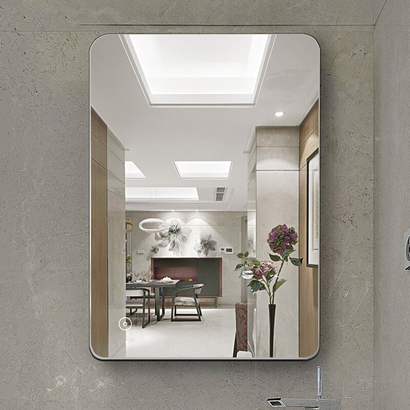 Skecten - Miroir Salle De Bain Illuminé led Lumière Capteur + Demister 50 x 70cm