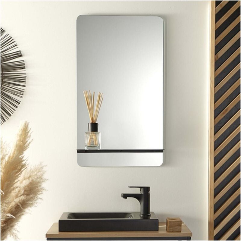Mob-in - Miroir rectangulaire 40 x 70 cm simona avec tablette noire