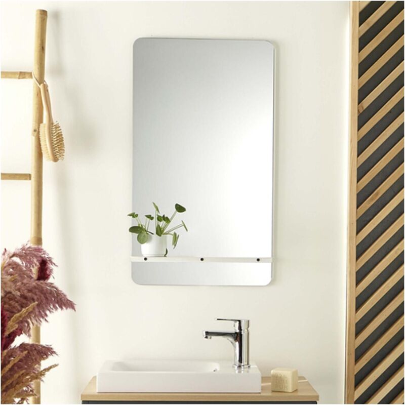 Miroir pour lave main WC avec tablette blanche 40 x 70 cm SIMONA