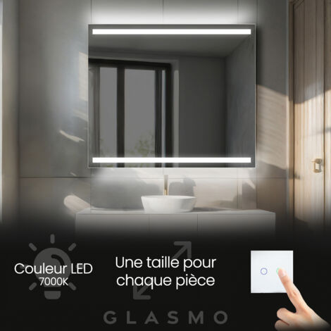 Miroir Salle de Bain LED 100x70 cm Lucy - Horizontal Rectangulaire Miroir Mural Avec Éclairage Intégré Miroir Lumineux - Blanc Froid 7000 K
