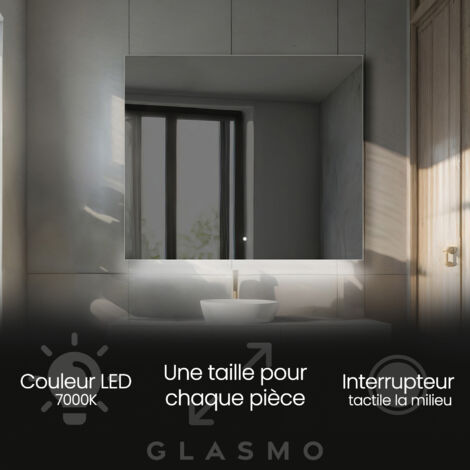 Miroir Salle de Bain LED 150x100 cm Ivy - Horizontal Rectangulaire Miroir Mural Avec Éclairage Intégré Miroir Lumineux - Blanc Froid 7000 K avec Interrupteur Tactile