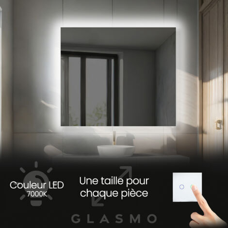 Miroir Salle de Bain LED 160x90 cm Ellie - Horizontal Rectangulaire Miroir Mural Avec Éclairage Intégré Miroir Lumineux - Blanc Froid 7000 K