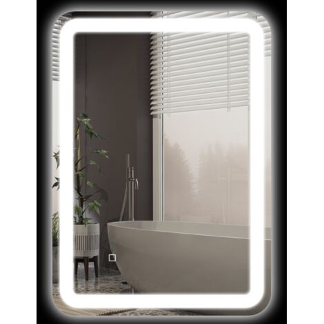 Miroir salle de bain LED 50x4x70 cm - Éclairage 3 couleurs, tactile, anti-buée, IP44, mémoire, verre trempé argenté