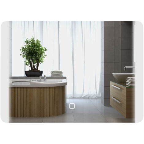 Miroir salle de bain LED 70x50 cm, tactile, 3 couleurs réglables, antibuée, mémoire, verre trempé IP44