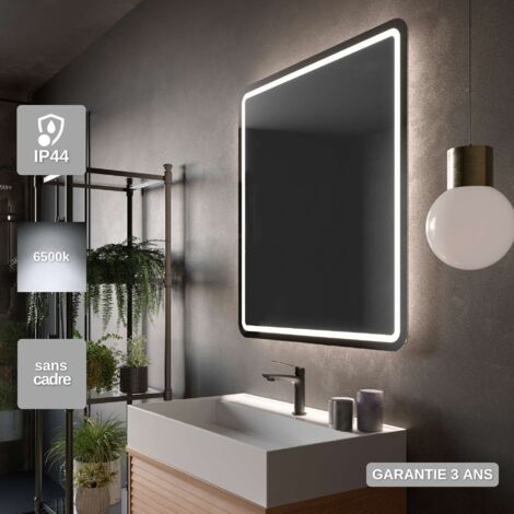 Miroir Salle de Bain LED 80x80cm - Rétro-éclairé avec Éclairage Frontal (6500K) - AUSTRIA LEDIMEX