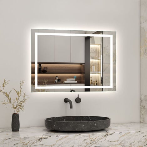 Miroir salle de bain led anti-buée, avec éclairage LED réversible  IP44 commande par effleurement