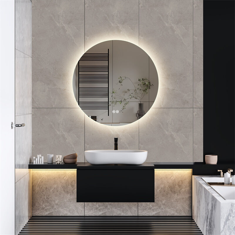 Fortuna Lai - Miroir Salle de Bain led - Miroir Mural Lumineux Anti Buée 3 Luminosités, Sans Cadre, Sans Ponçage, - Ronde 60x60cm