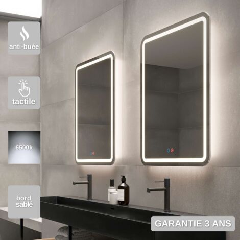 Miroir Salle de Bain LED  Rétro-éclairé 100x80cm - Éclairage Frontal - Commandes Tactiles & Anti-Buée - GRECIA LEDIMEX